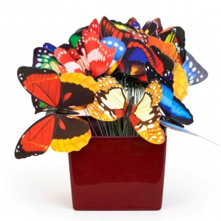Fluturi decorativi multicolori pe tijă (set 50 buc)
